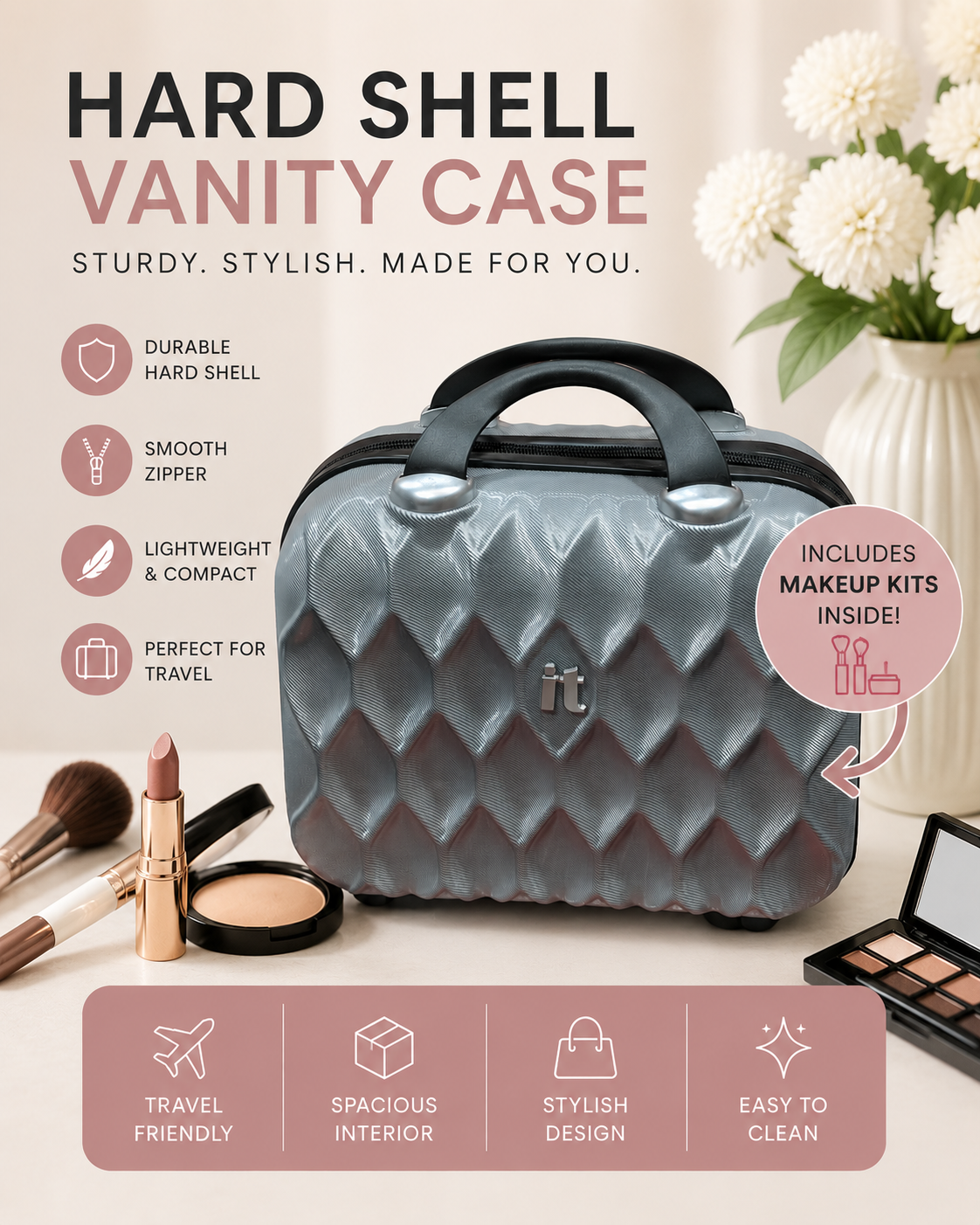 Lightweight Polypropylene Hard Shell Vanity Case