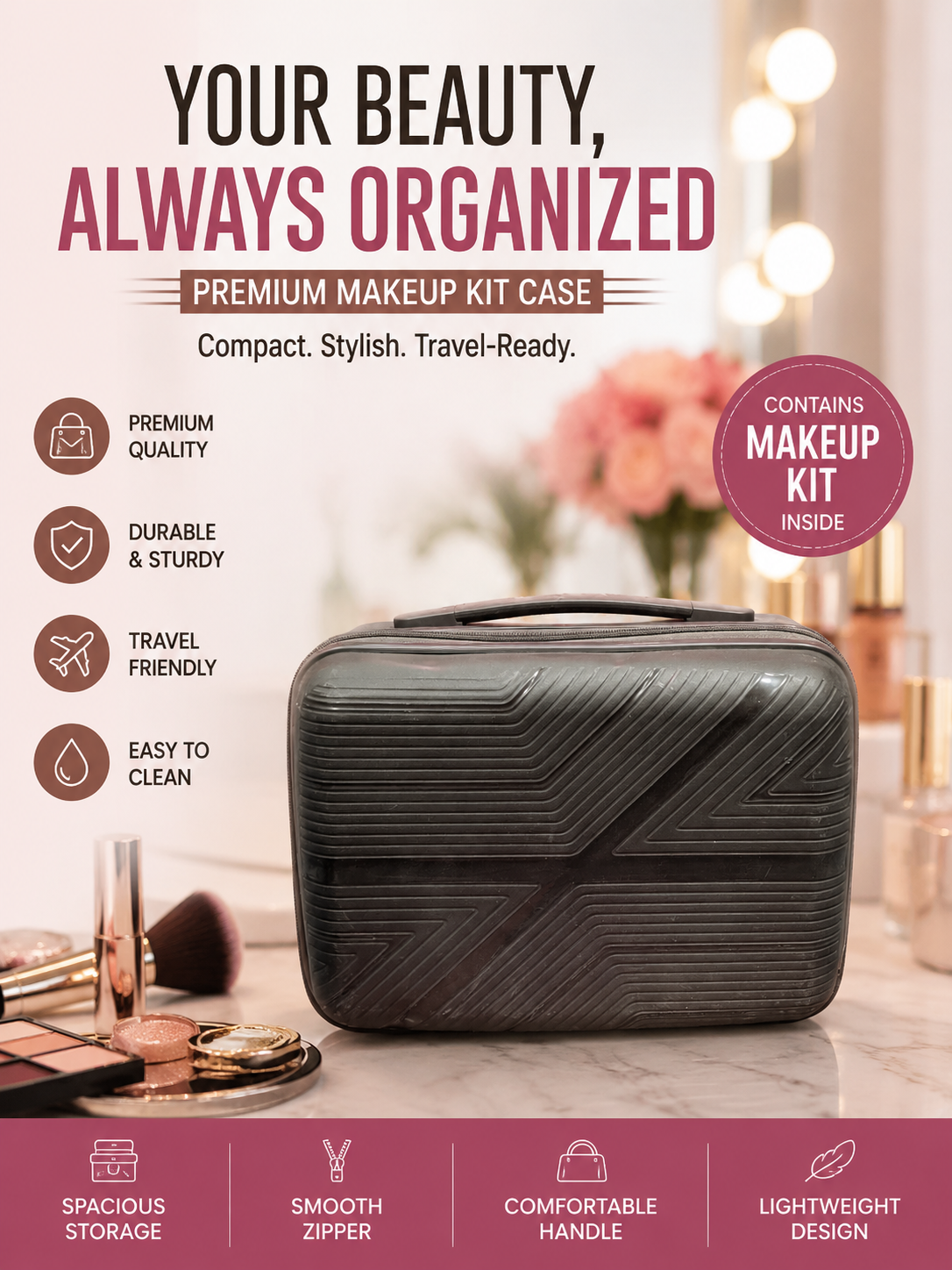 Hard Shell Cosmetic Travel Case