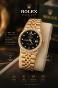Rolex Day Date Watch Yellow Gold Black Dial